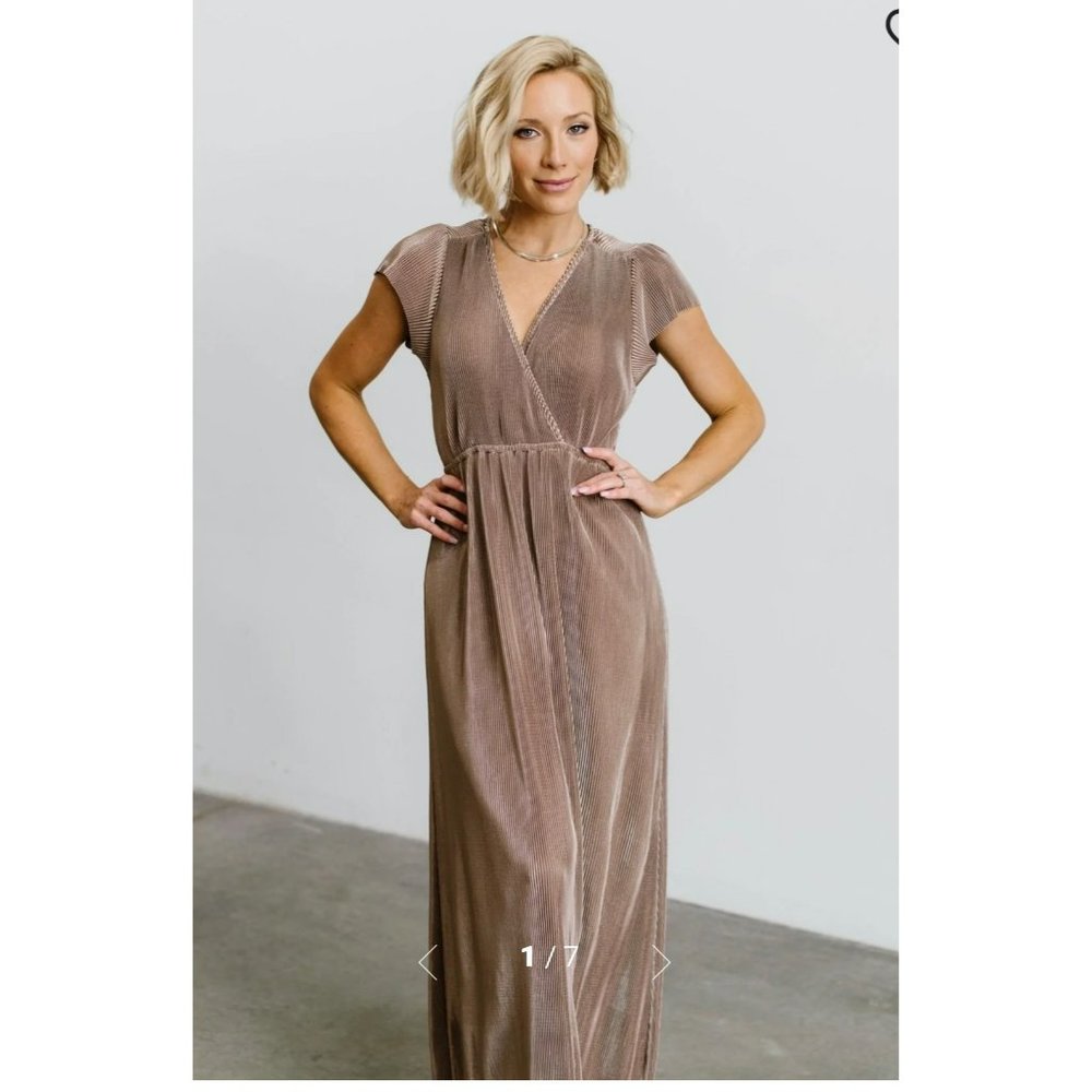 Baltic Born Athena Pleated Maxi Dress Autumn Orchid Satin Medium